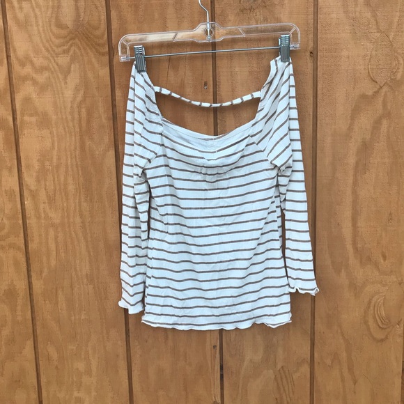 Almost Famous Size S Y2K Lettuce Hem Striped Top - Picture 2 of 9